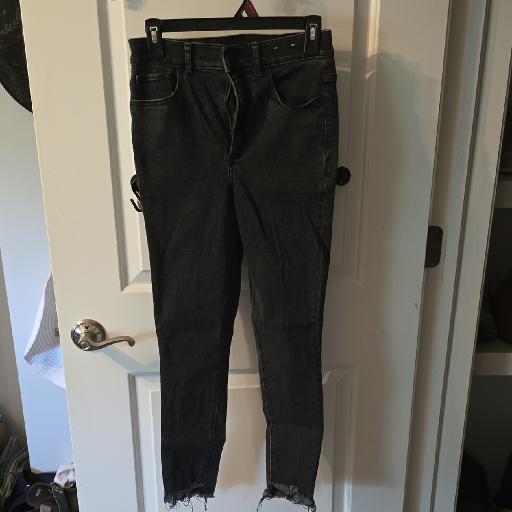 Express Black Ankle Cropped Jeans